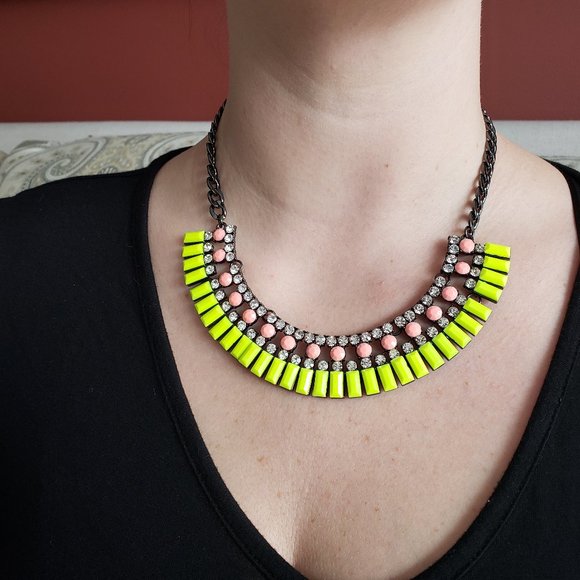 4/$20 Neon Bling Statement Necklace
